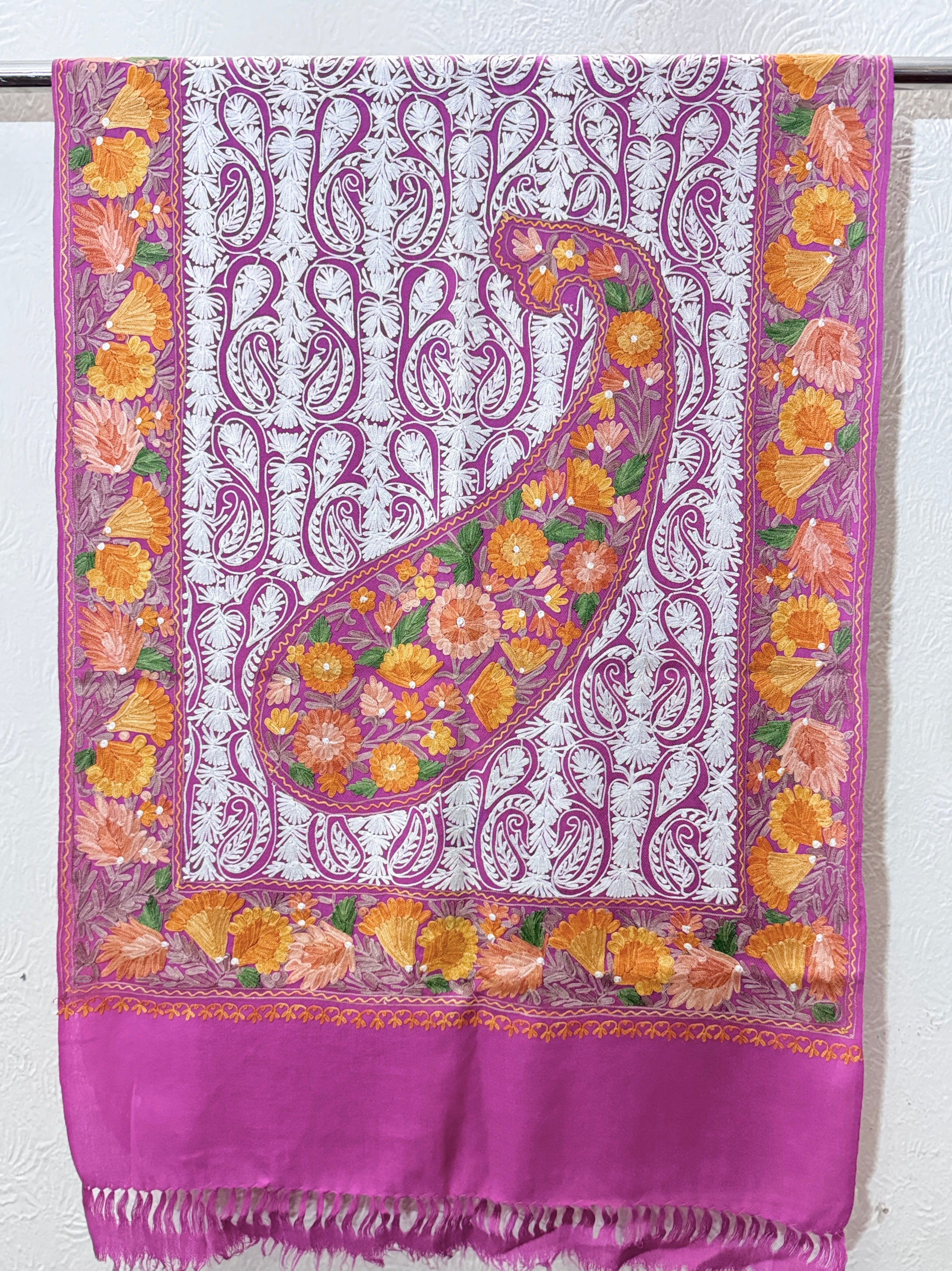 Woolen Kashmiri Stole All Over Embroidery