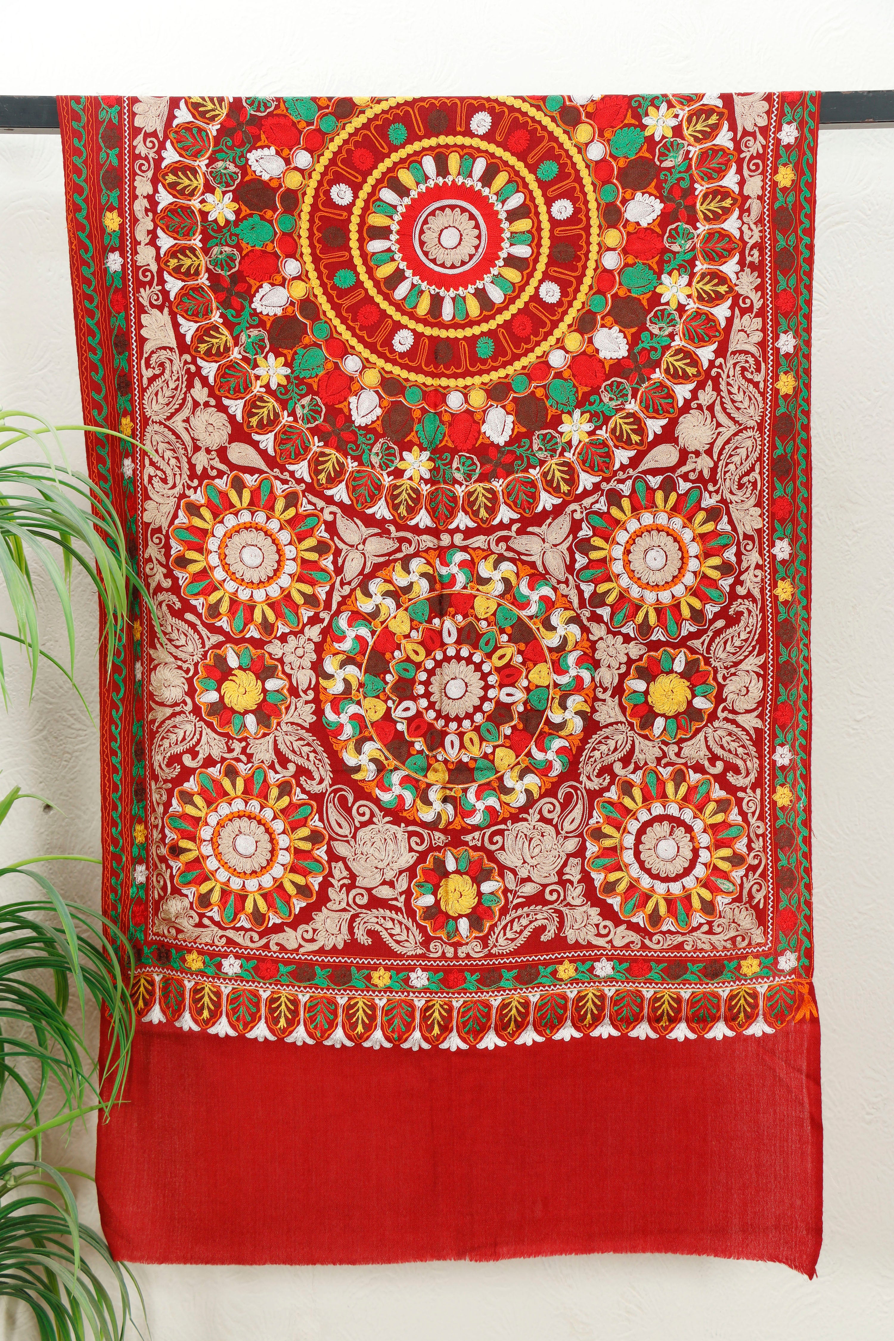 Silk Embroidered Toosh Stole
