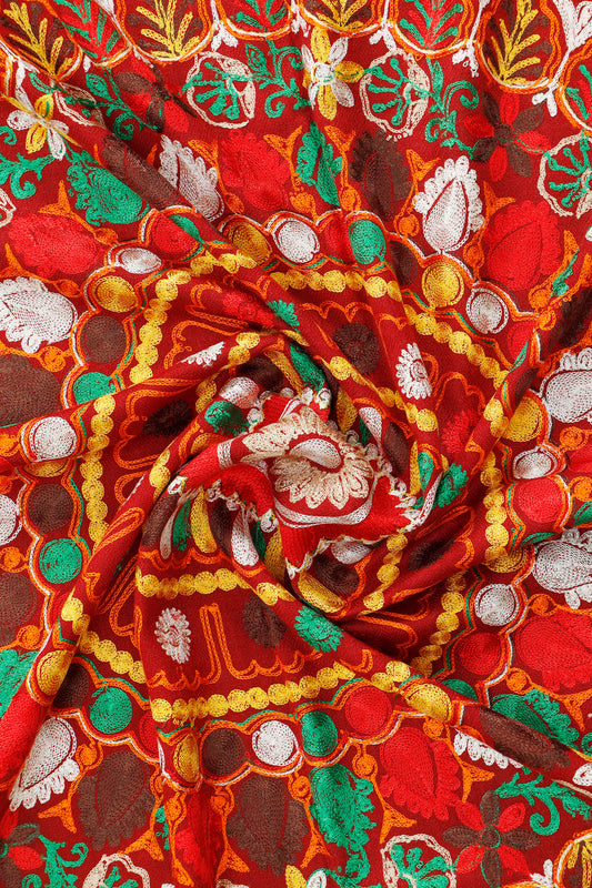 Silk Embroidered Toosh Stole