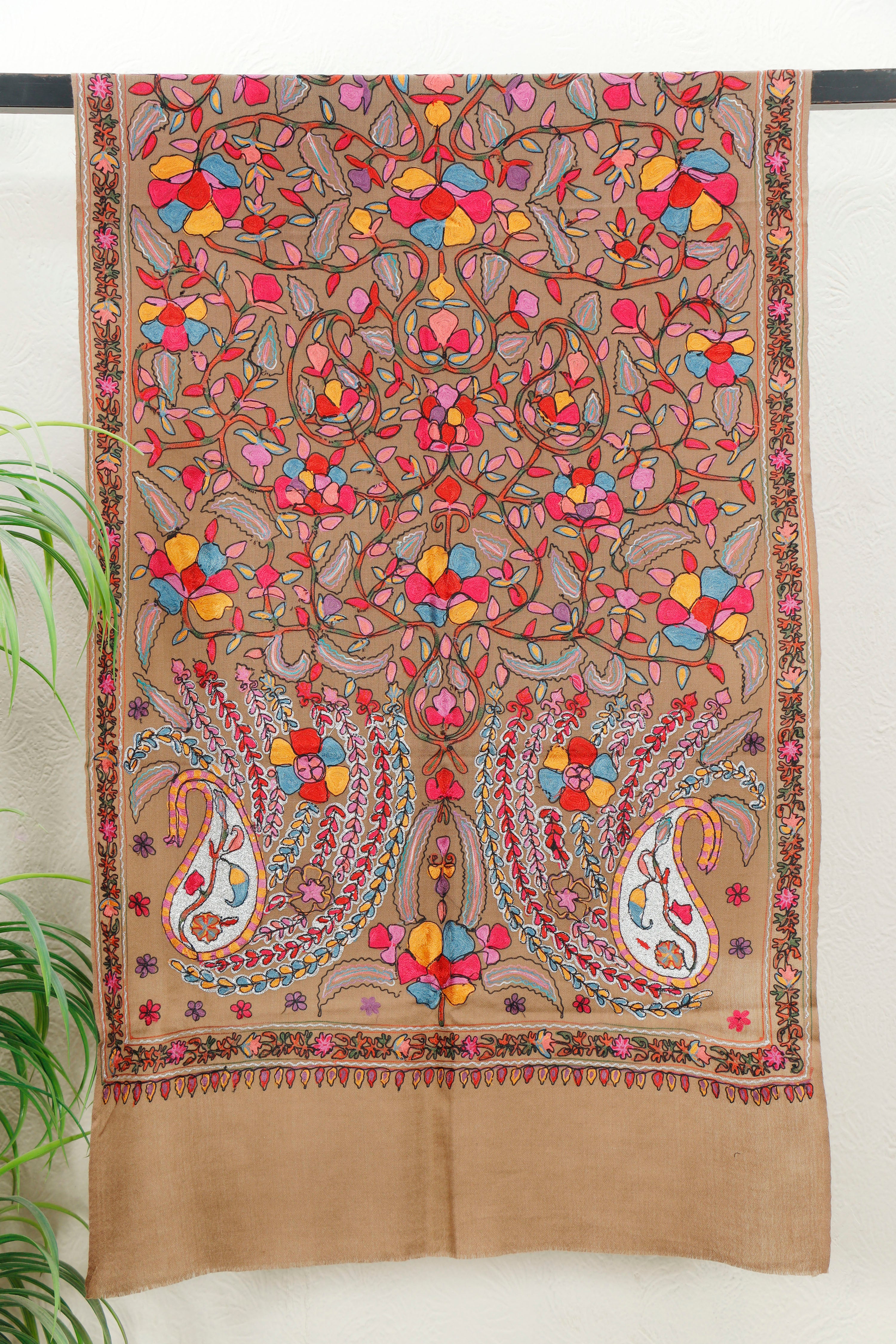 Silk Embroidered Toosh Stole