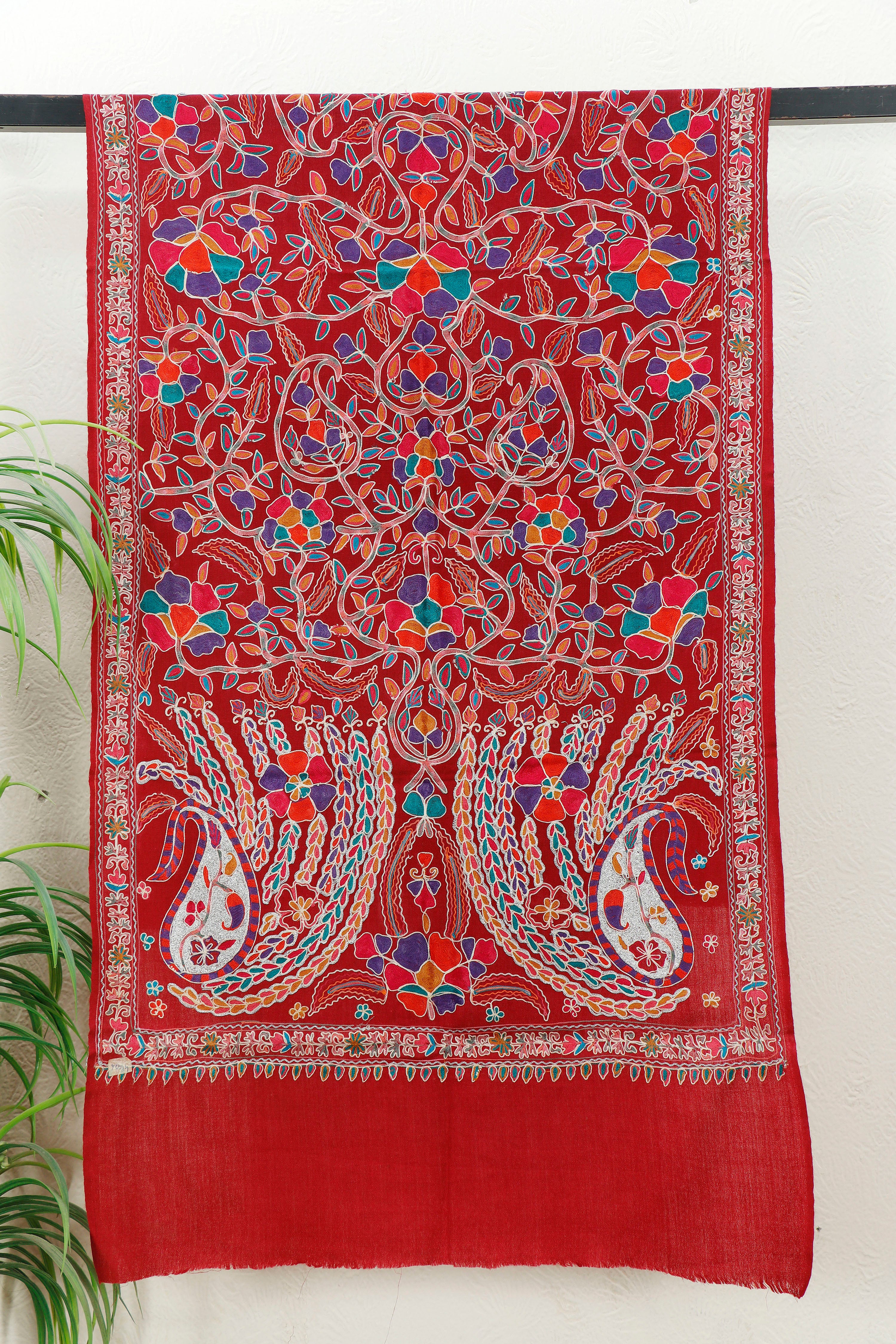 Silk Embroidered Toosh Stole