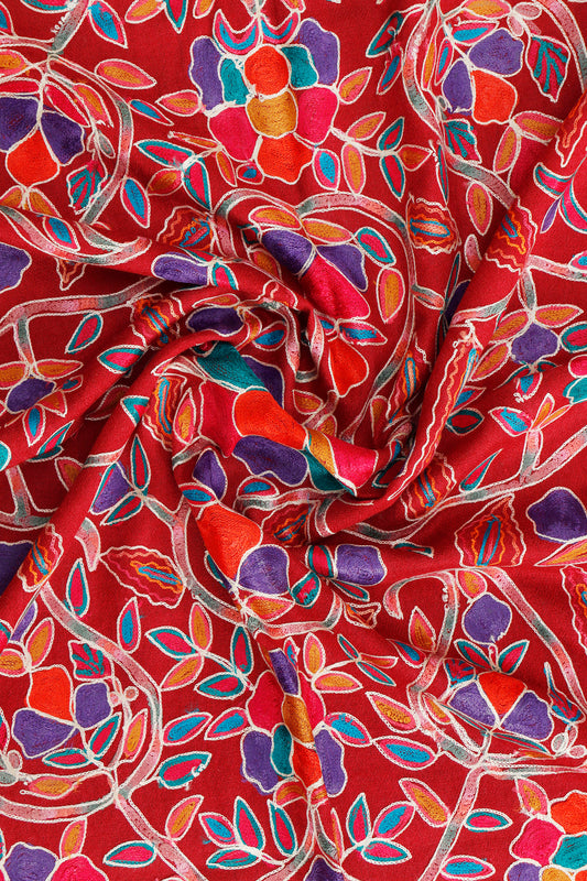 Silk Embroidered Toosh Stole