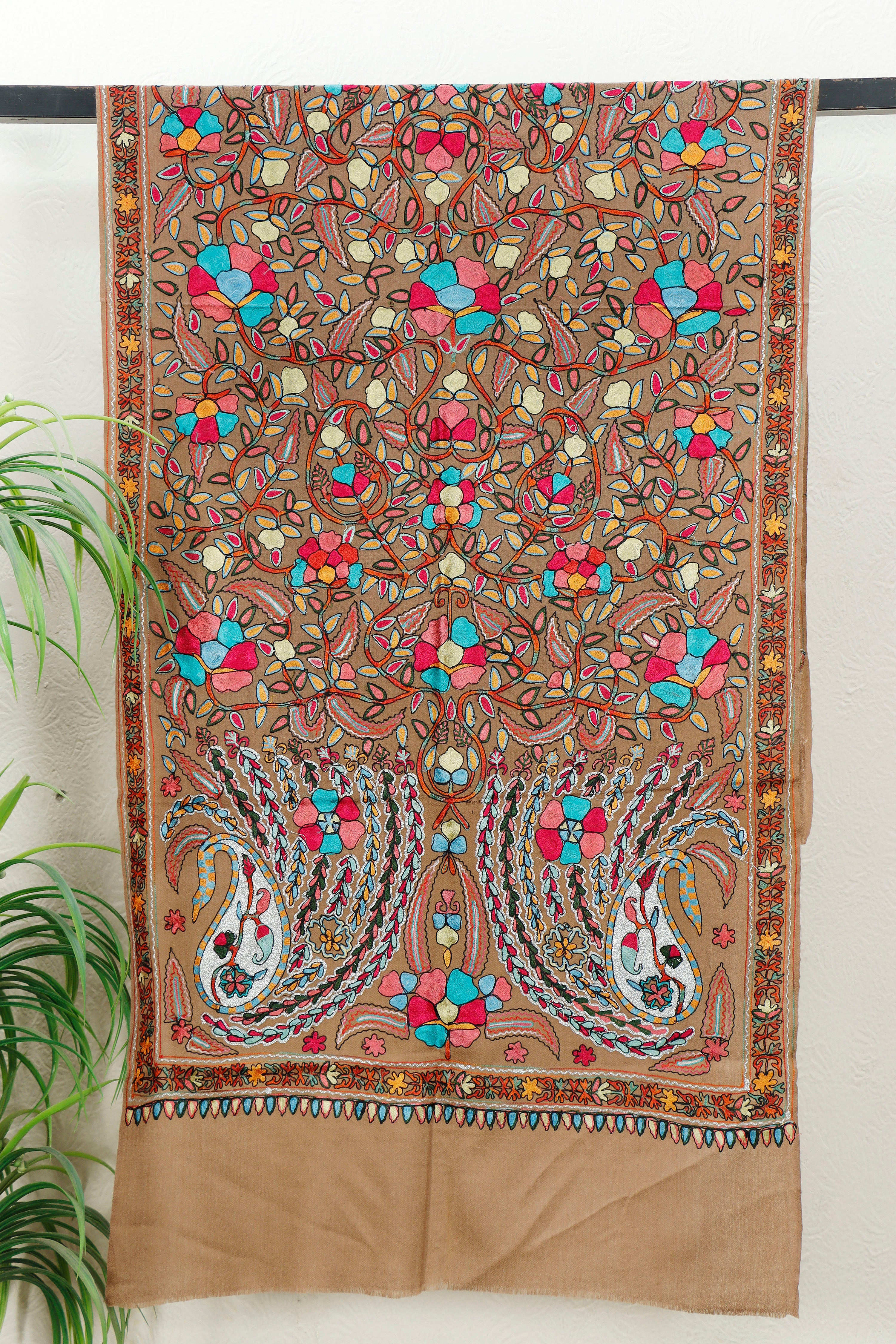 Silk Embroidered Toosh Stole
