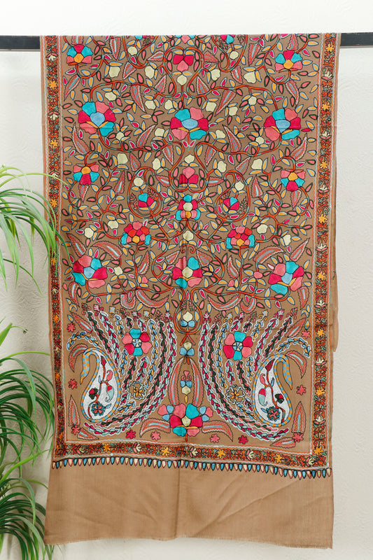 Silk Embroidered Toosh Stole
