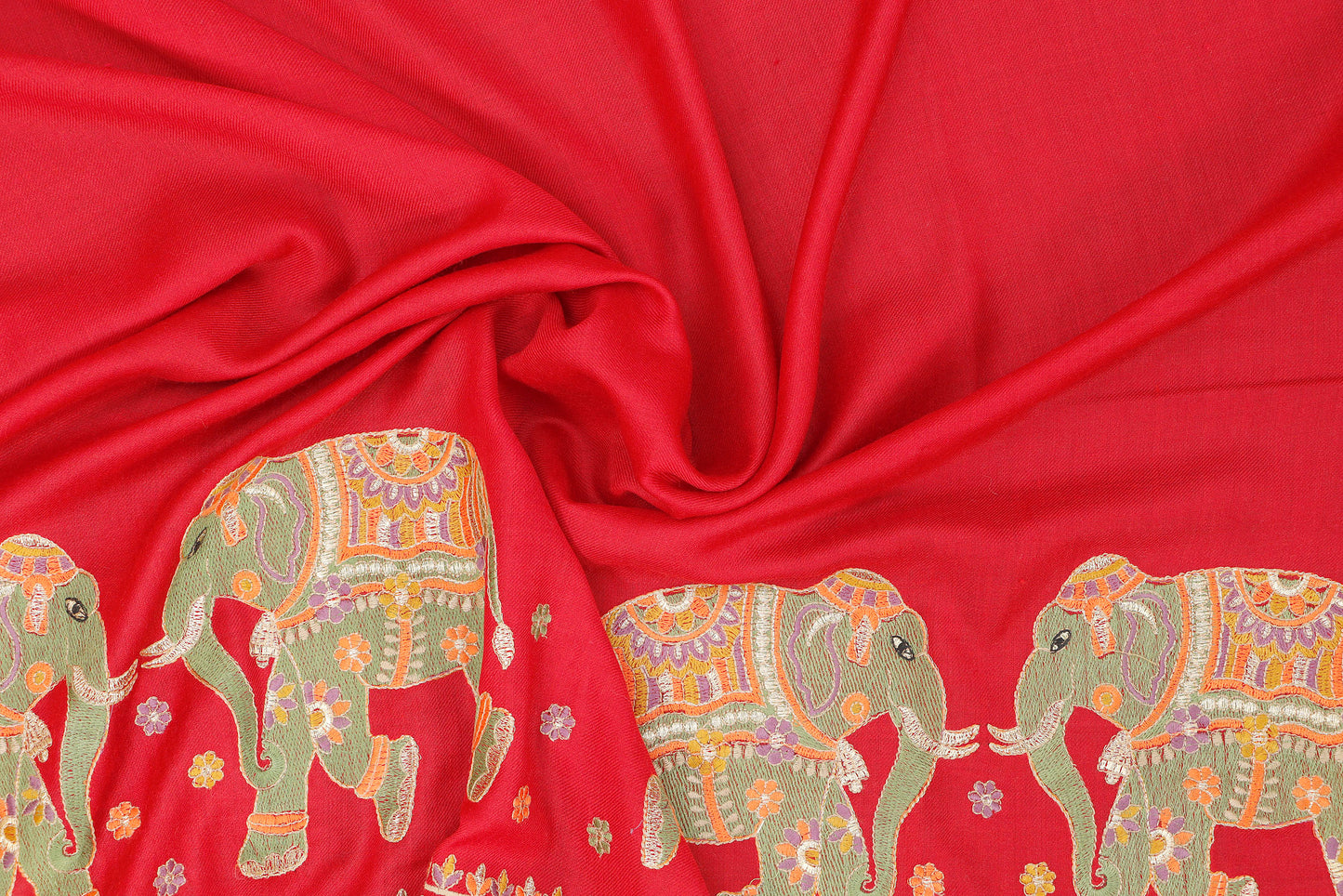 Pashmina Shawl Intricate with tilla embroidery with elephant motif